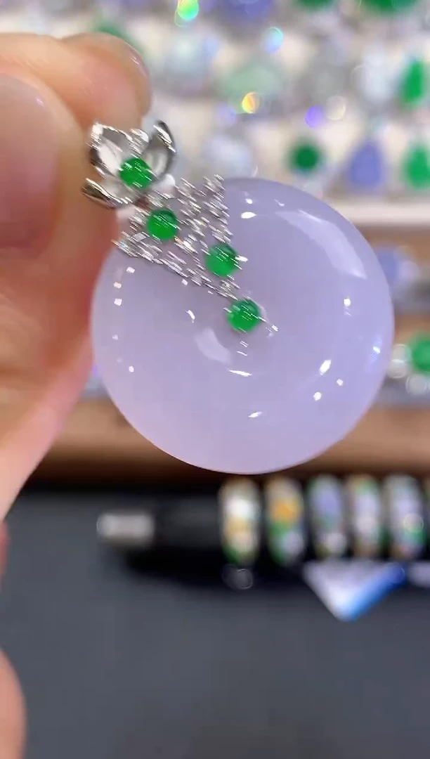 吊坠(不含链)18K金镶嵌翡翠a92紫货有色差