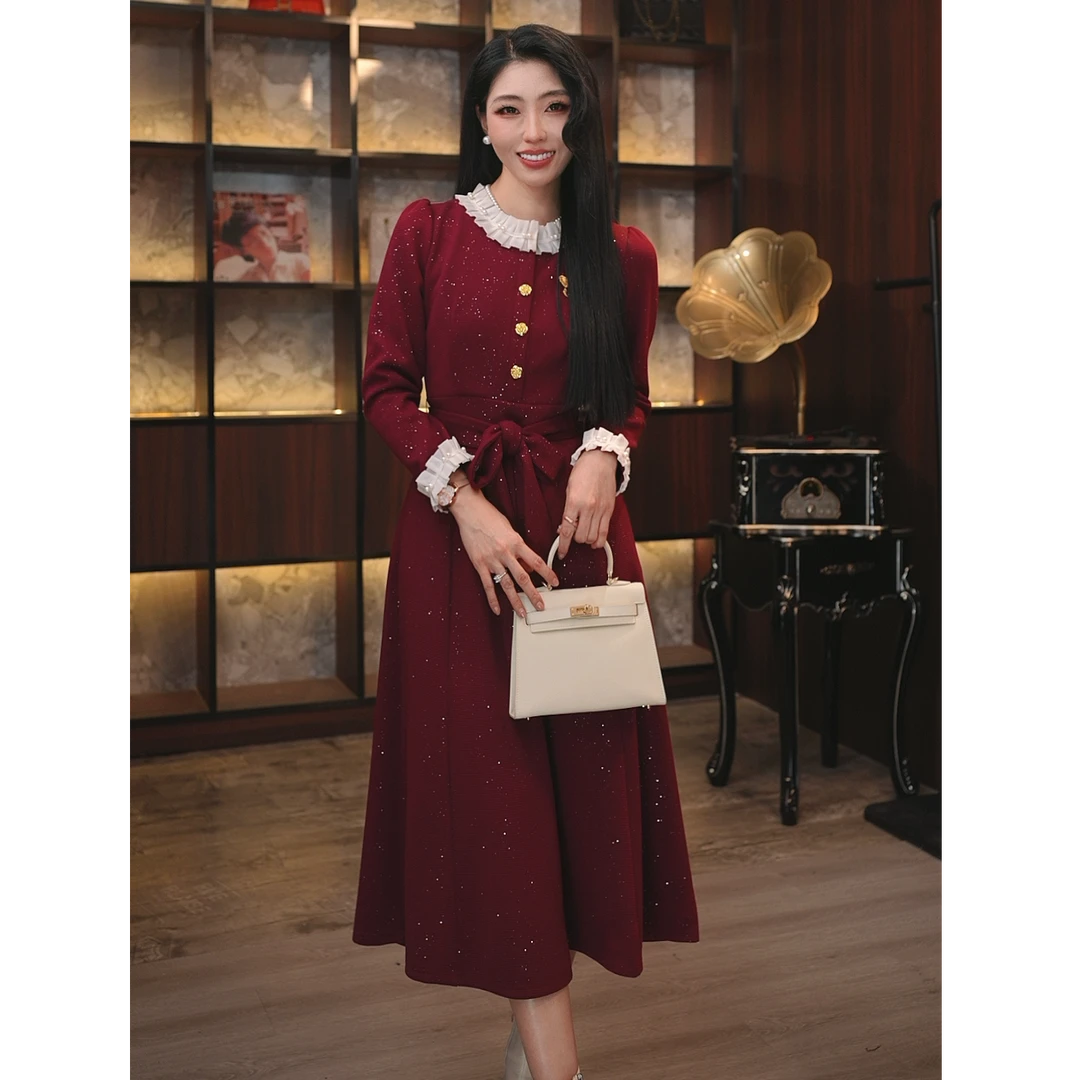 【风度翩翩】《薇薇》喜事穿搭优雅气质修身时尚收腰连衣裙-85801