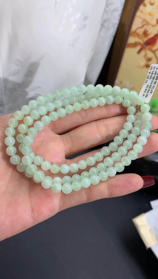 未镶嵌手串翡翠淡淡晴底 卡5.7mm