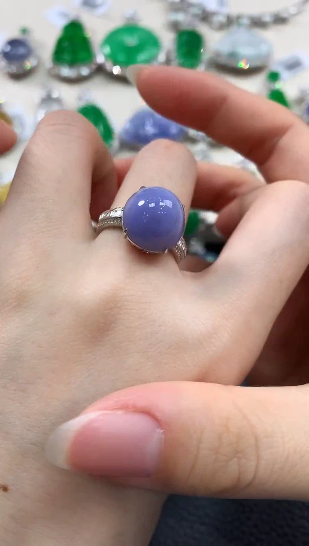 【闪购商品】翡翠戒指18K金镶嵌B102  紫货有色差