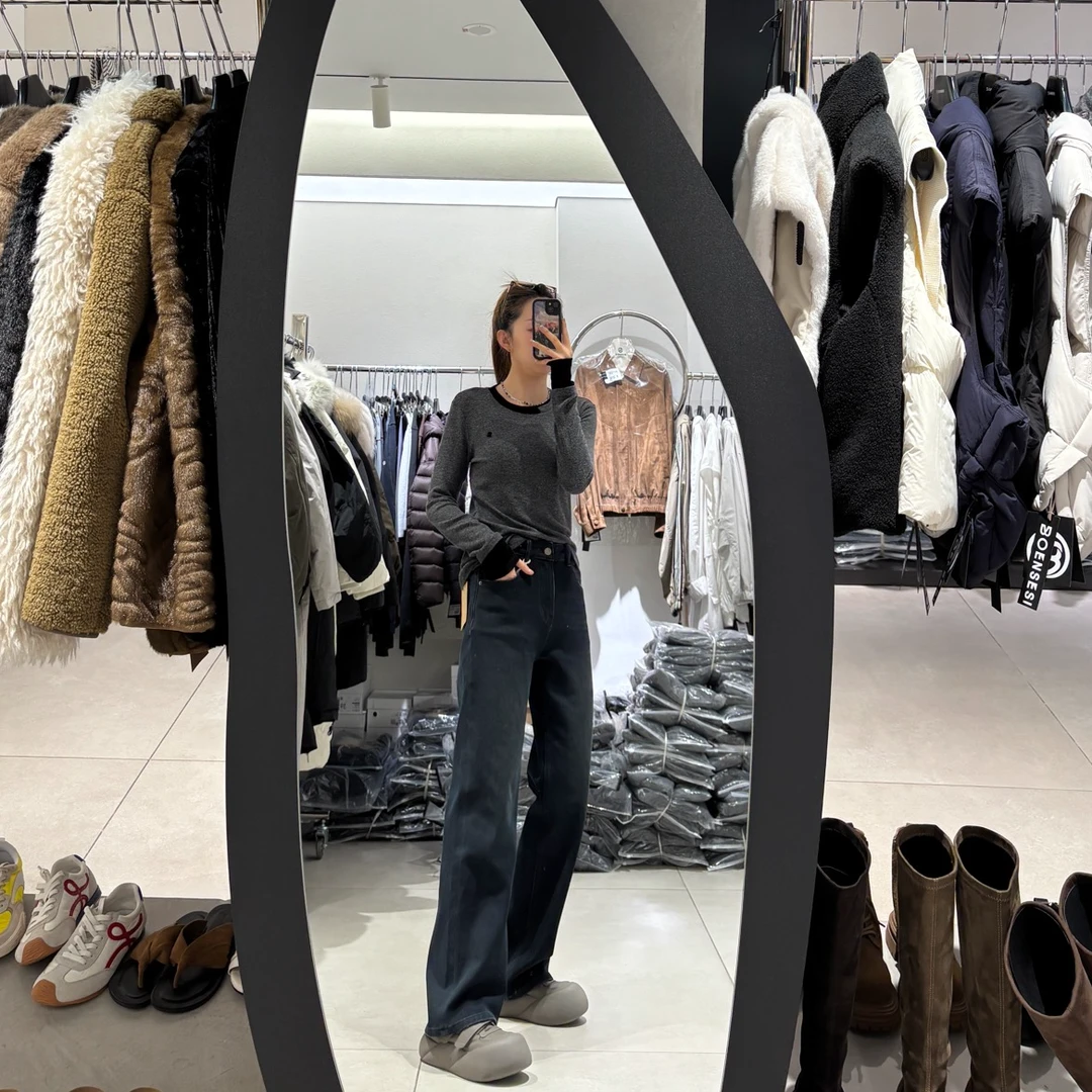 98306-小马皮牌加长-窄版直筒四面弹-牛仔裤-BOENSESI