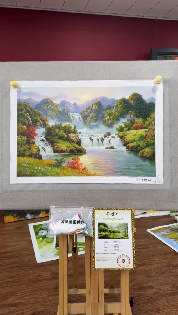 油画【原创·保真·带证书】朝鲜画家纯手绘油画作品--顺丰包邮--