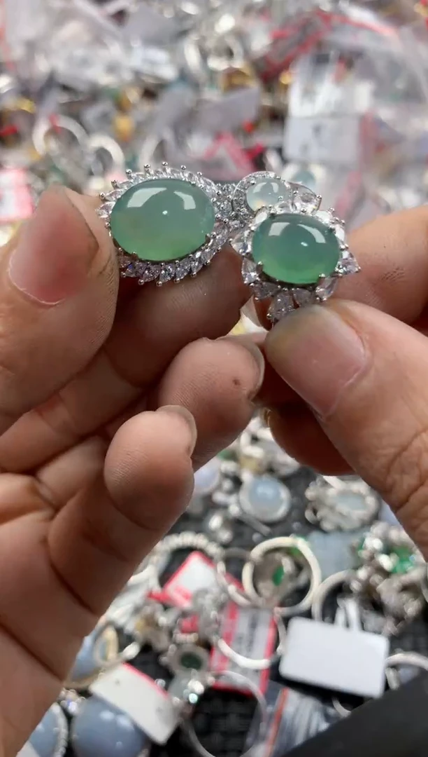 银S925镶嵌戒指翡翠13                8