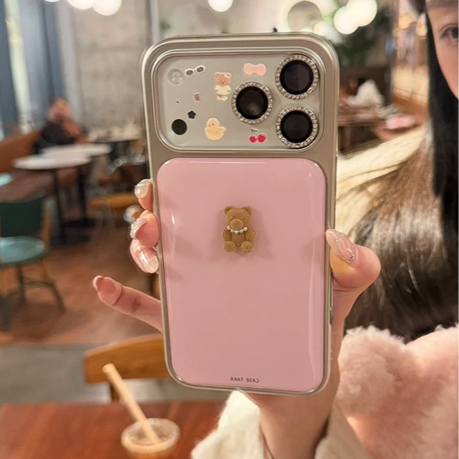 壳师兄纯色立体小熊适用苹果17手机壳13/14Pro卡通iPhone16/INS17