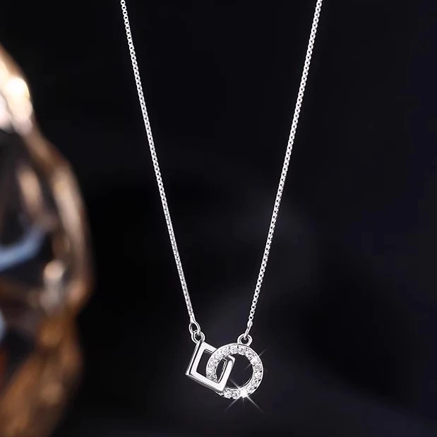 FARCOKO/法蔻 链子足银 双环项链女士高级感锁骨链七夕礼物送女友