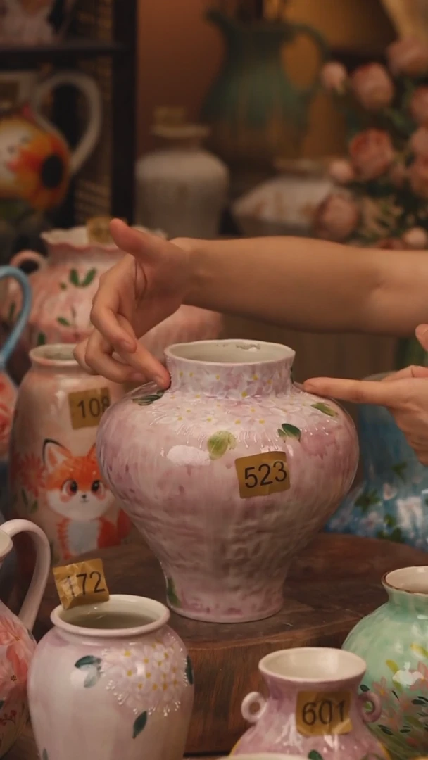陶瓷523景德镇设计师手作花器摆件侘寂风