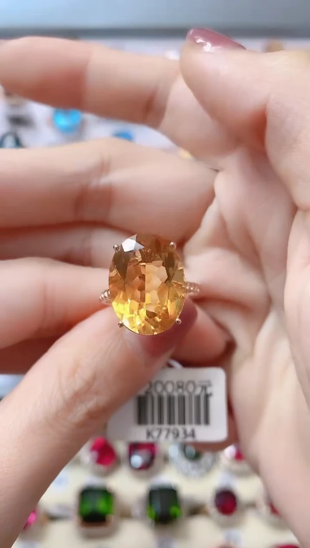 【闪购商品】黄晶18K金戒指18K金镶嵌1