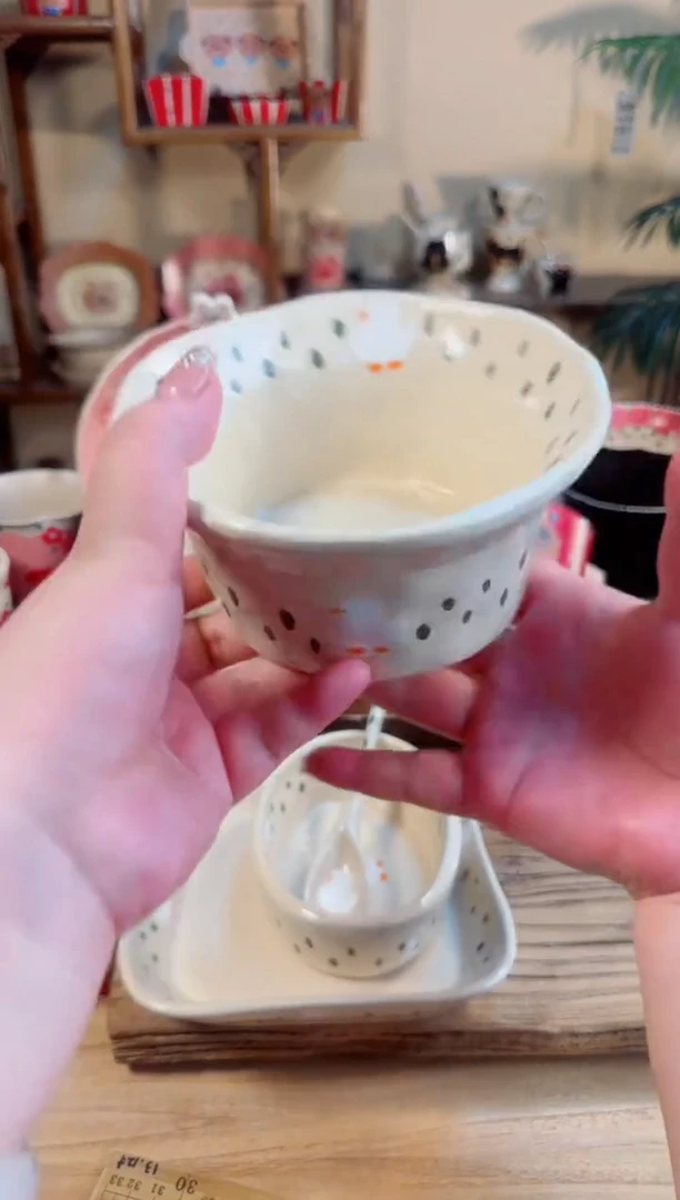 陶瓷鸭鸭果篮【十里高温釉下彩陶瓷】