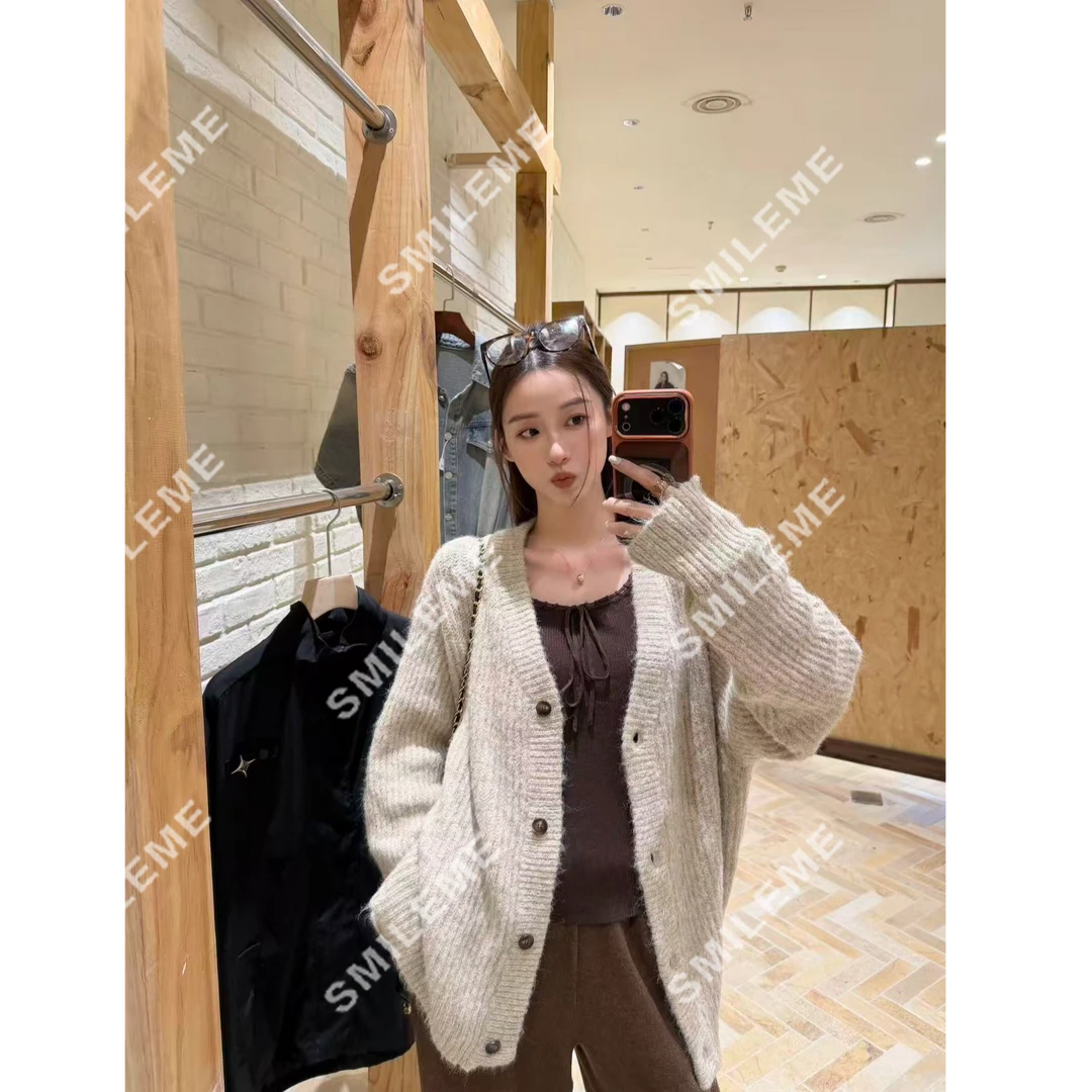 SMILEME【暖雾包裹】秋冬款羊毛混纺休闲百搭单排扣上衣MK08225410