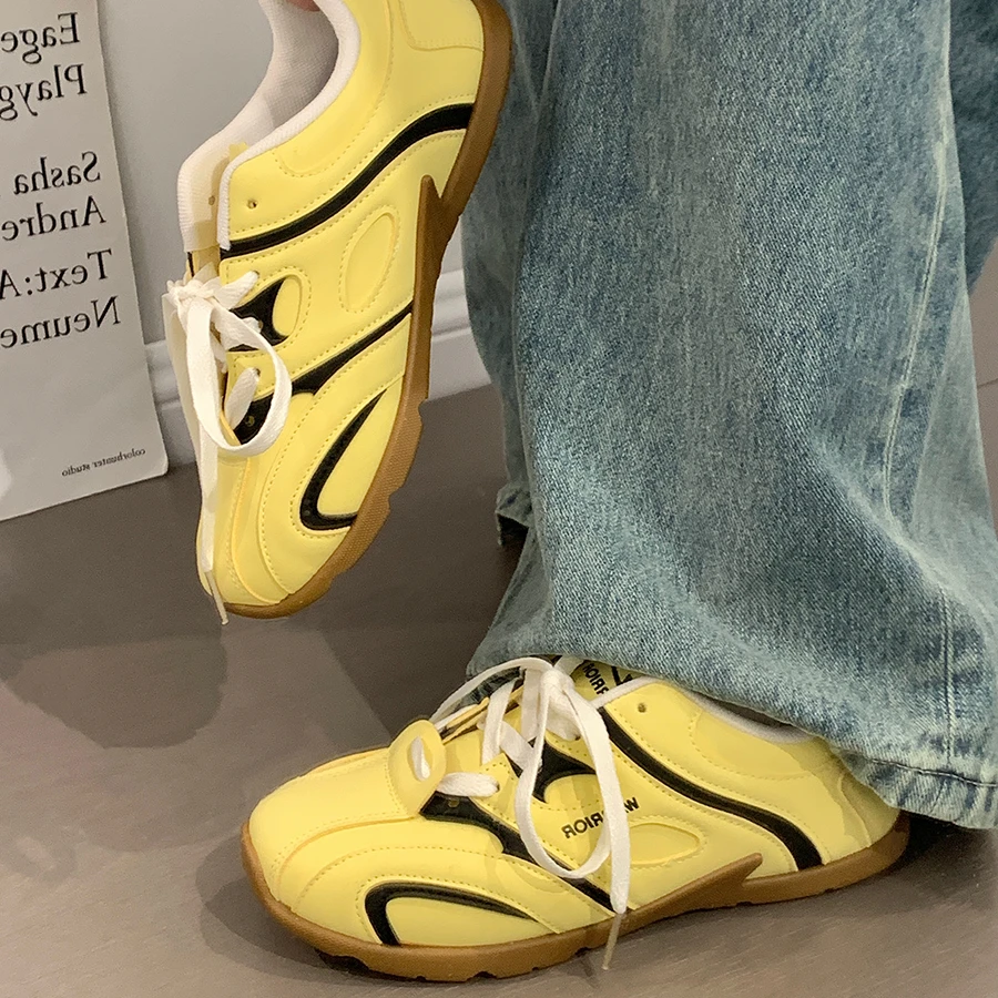 回力黄色复古芭蕾风德训鞋女款秋季新款百搭休闲小众轻便运动鞋子