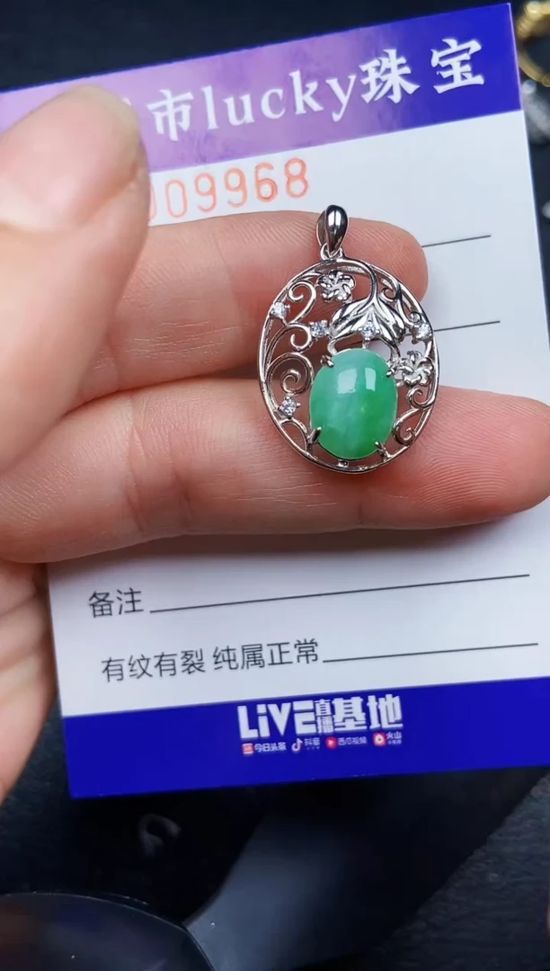 翡翠银S925镶嵌颈饰9968