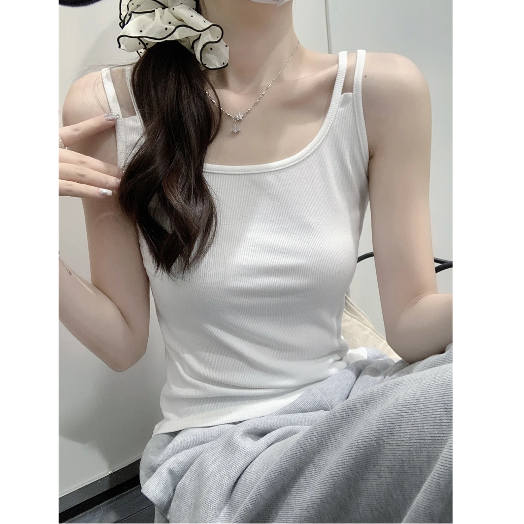 6357-大码女装胖MM吊带背心外穿短款内搭无袖上衣