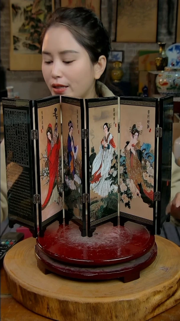 摆件陶景德镇陶瓷摆件四大美女屏风