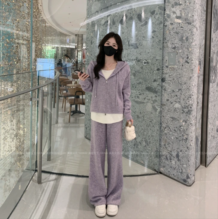 MDNW/美搭女王【假两件套装】2025春装新品针织外套+裤子套装TZ1863