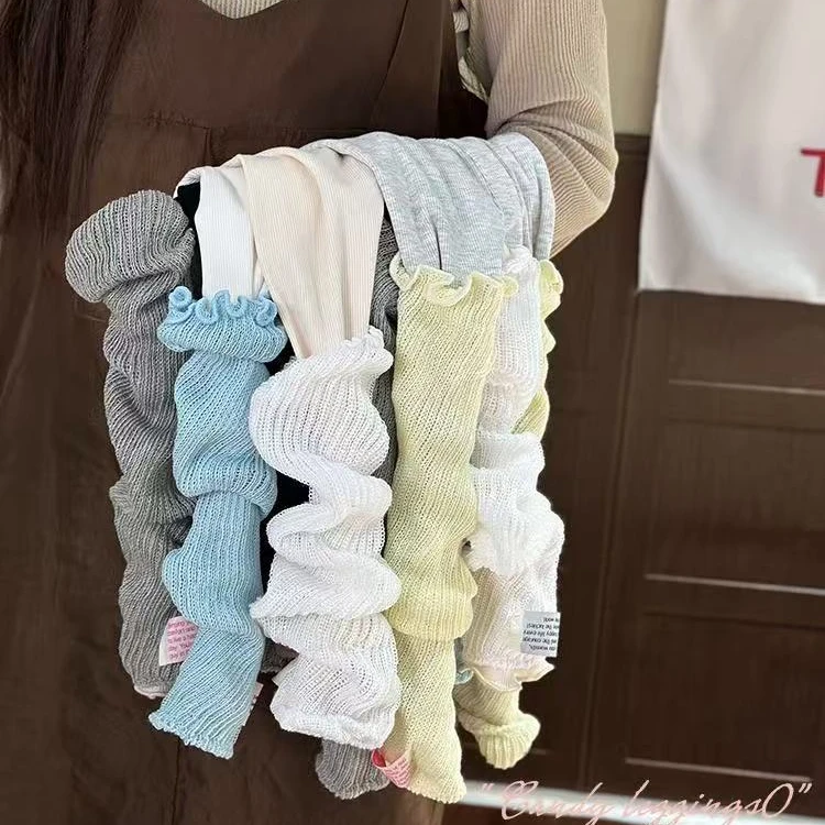 女童秋冬季洋气纯色堆堆袜拼色长筒针织袜61145