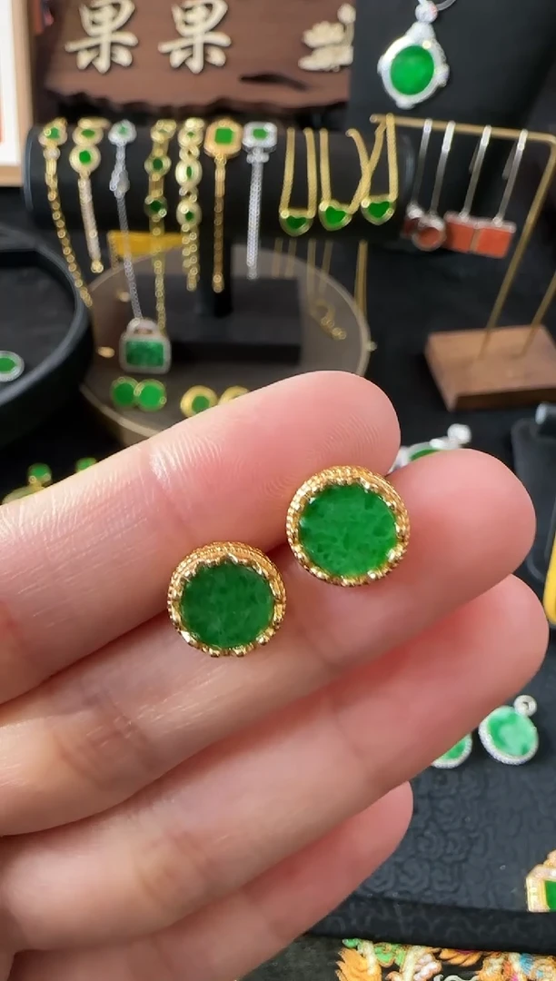 【闪购商品】翡翠耳饰银S925镶嵌耳饰