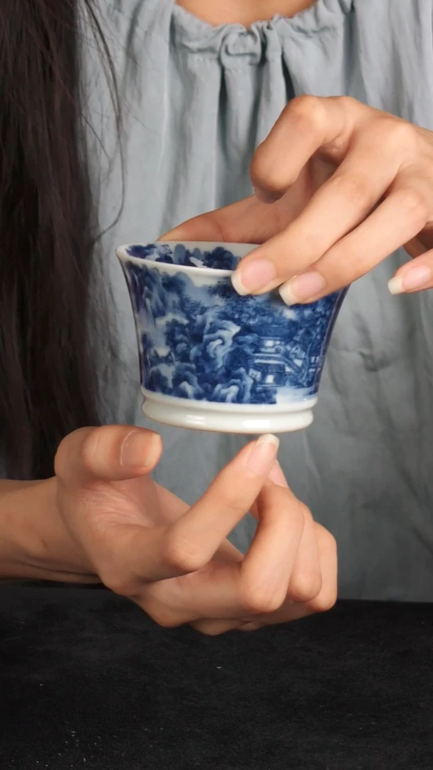 景德镇景琳藏敞口雪景马蹄杯