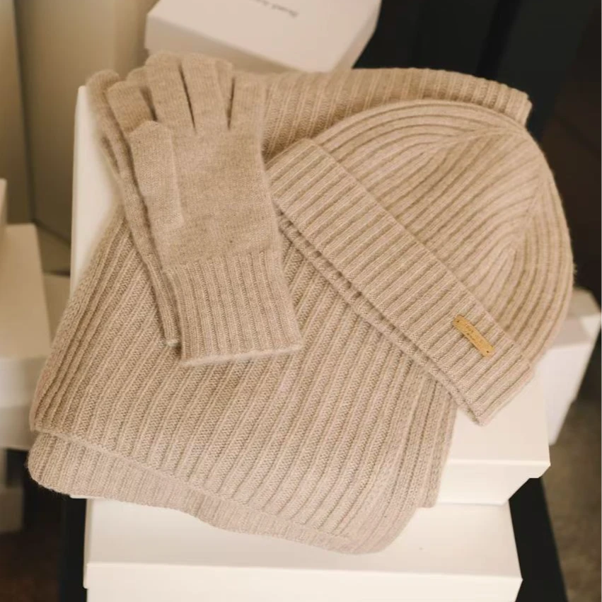 100羊绒围巾帽子手套三件套