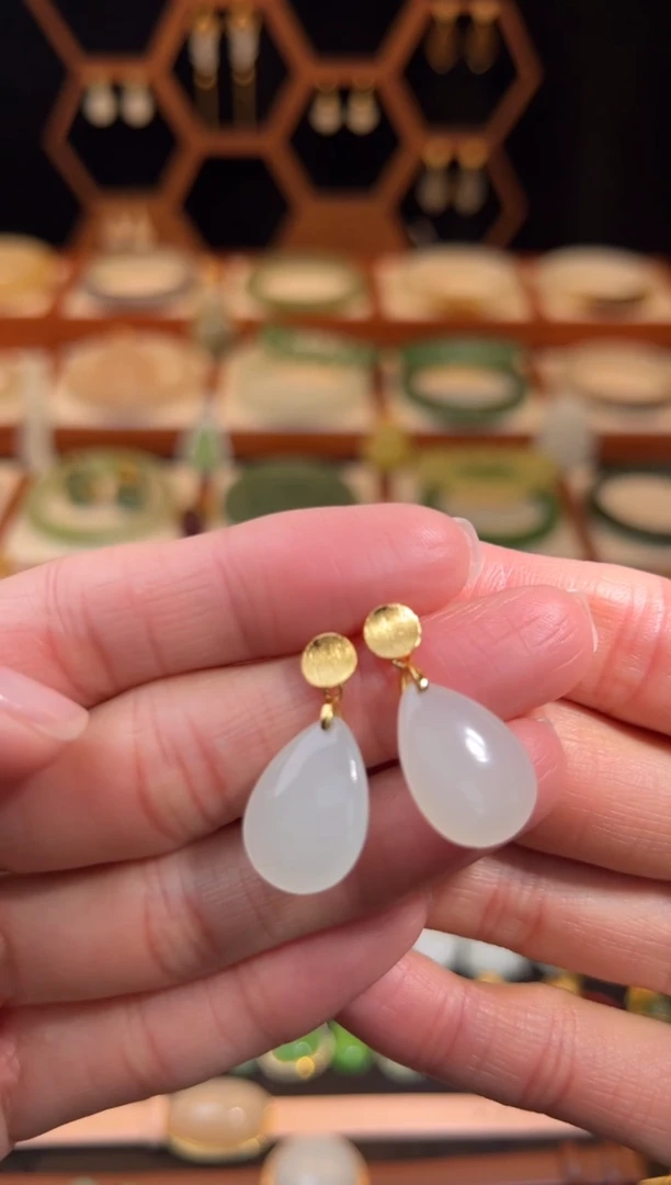 银S925镶嵌和田玉耳饰福利