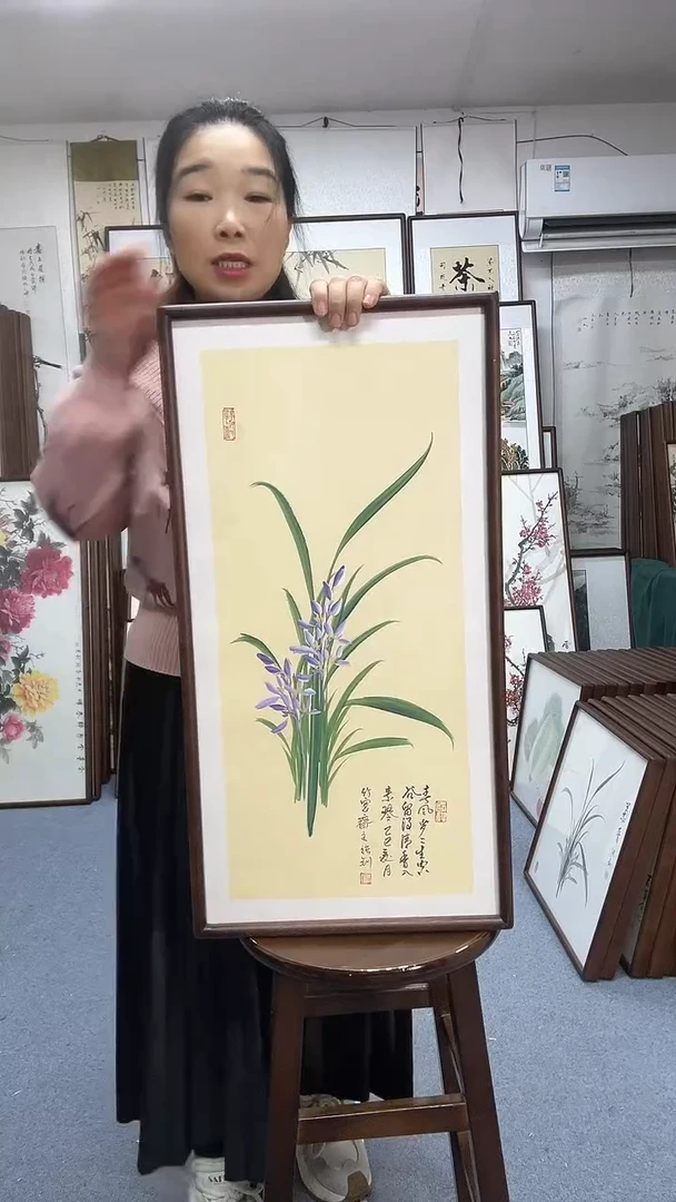 国画尺寸35*68实木画框京东包邮手绘