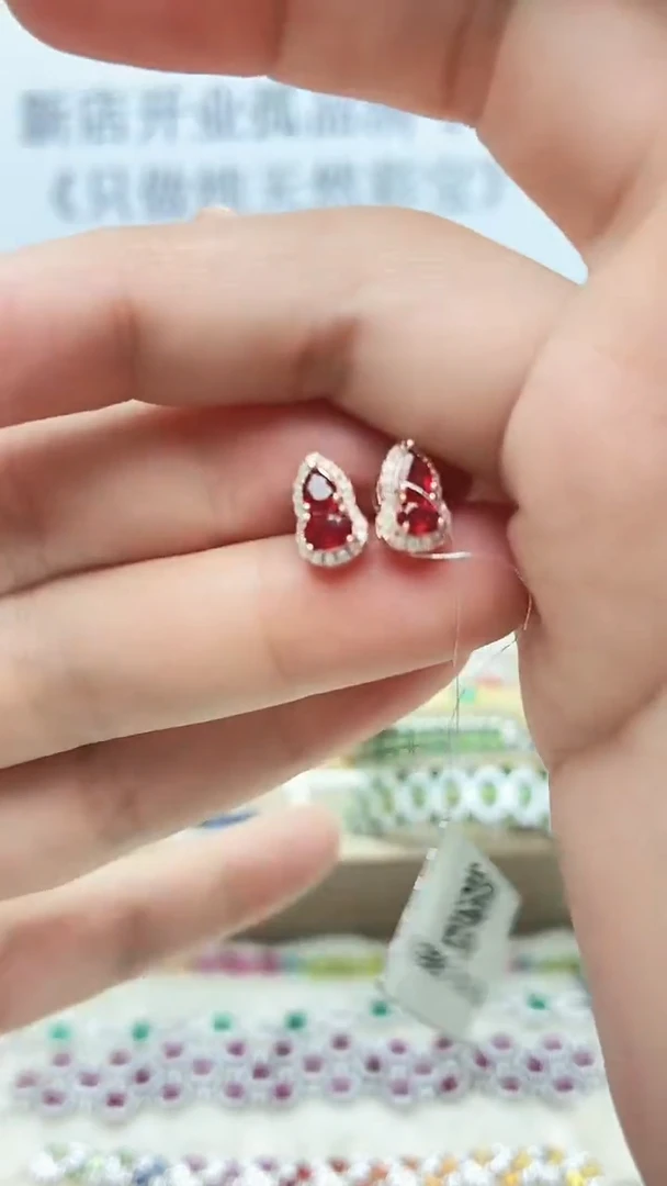 耳饰彩色蓝宝石银S925镶嵌193ZB1119产品一个（多样性）