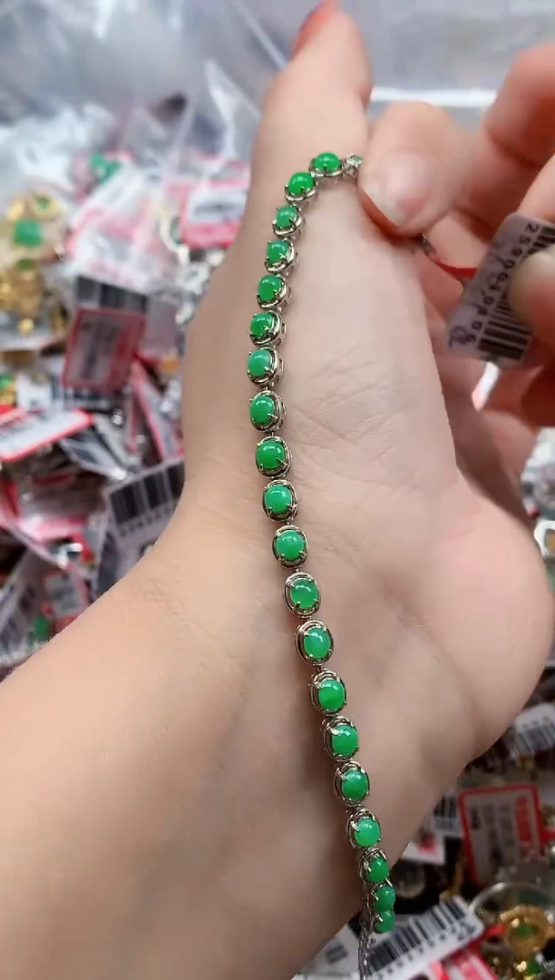 银S925镶嵌戒指翡翠天然A货缅甸翡翠