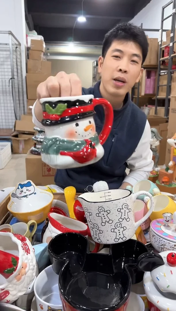 瓷片雪人半身杯