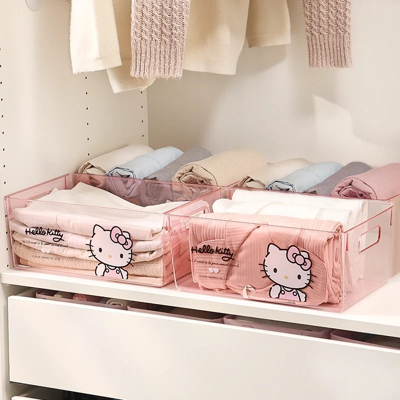 三丽鸥HelloKitty儿童衣服收纳筐宝宝衣柜抽屉式透明整理储物箱