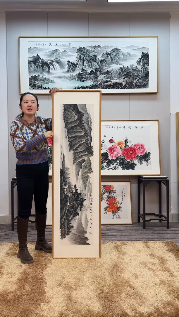 国画手绘山水162*47尺寸