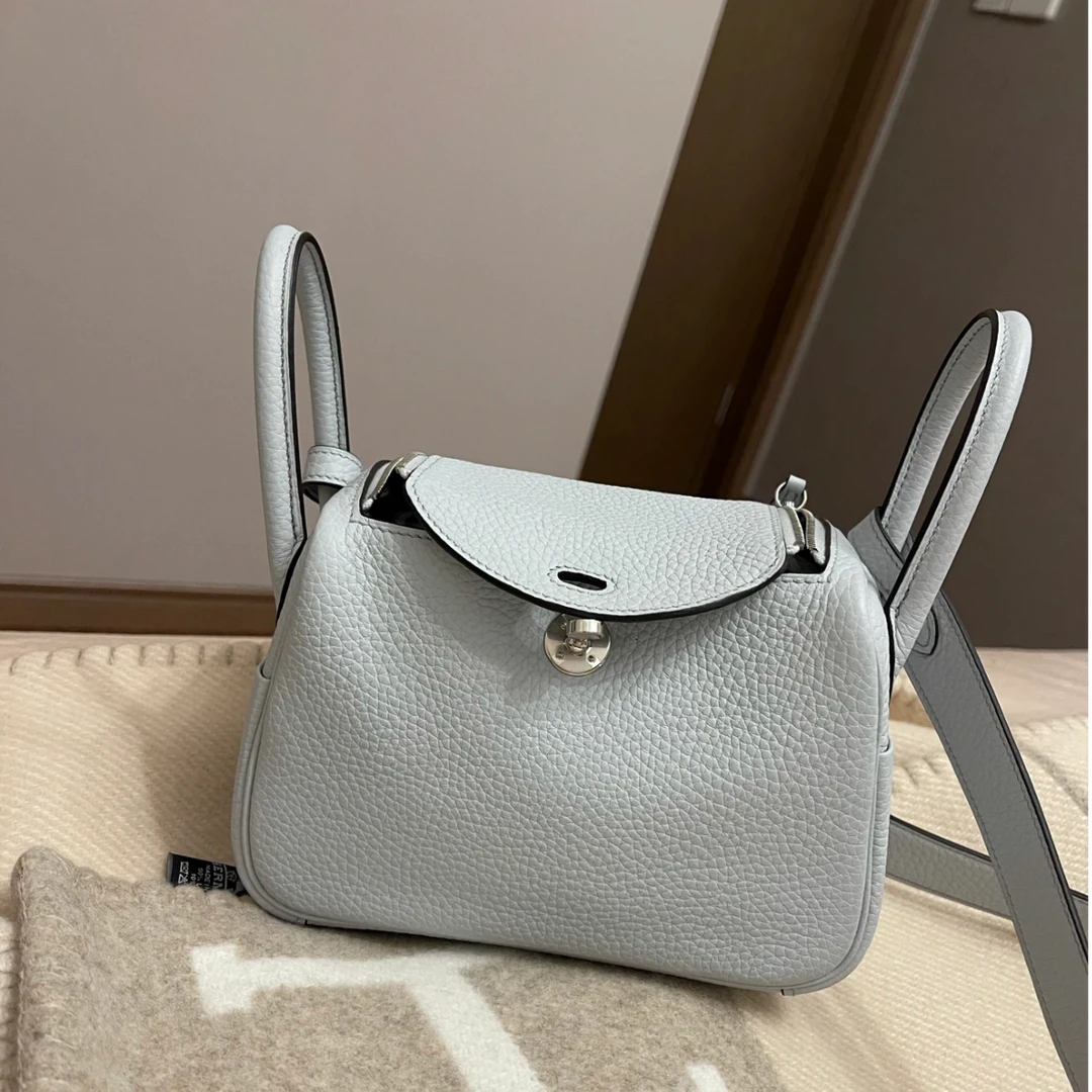 99新 Hermes/爱马仕 mini lindy单肩包/圣杯蓝W刻/251115YCCLL02