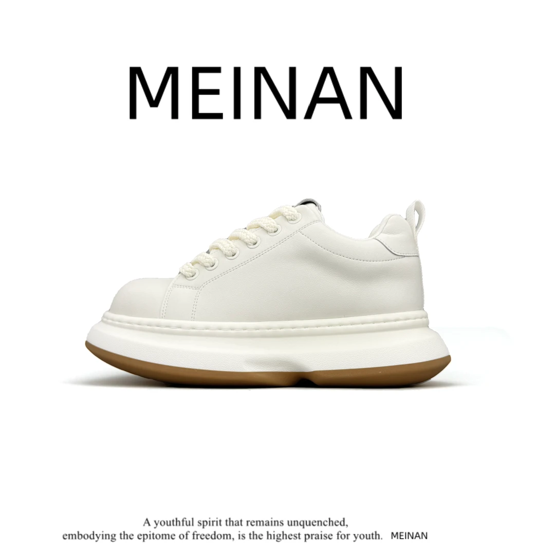 纯皮男鞋时尚休闲舒适百搭纯色男鞋时尚厚底增高圆头潮鞋