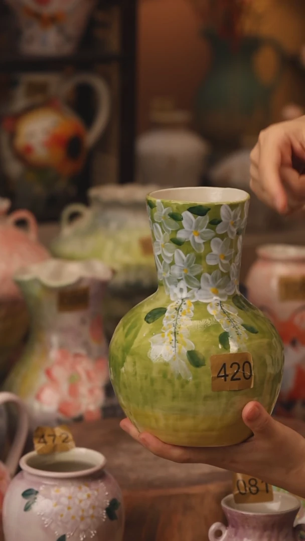 陶瓷420景德镇设计师手作花器摆件侘寂风