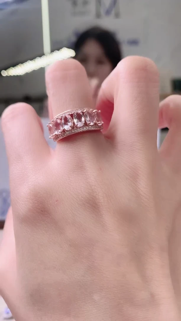 【闪购商品】绿柱石（摩根石）戒指银S925镶嵌42-7