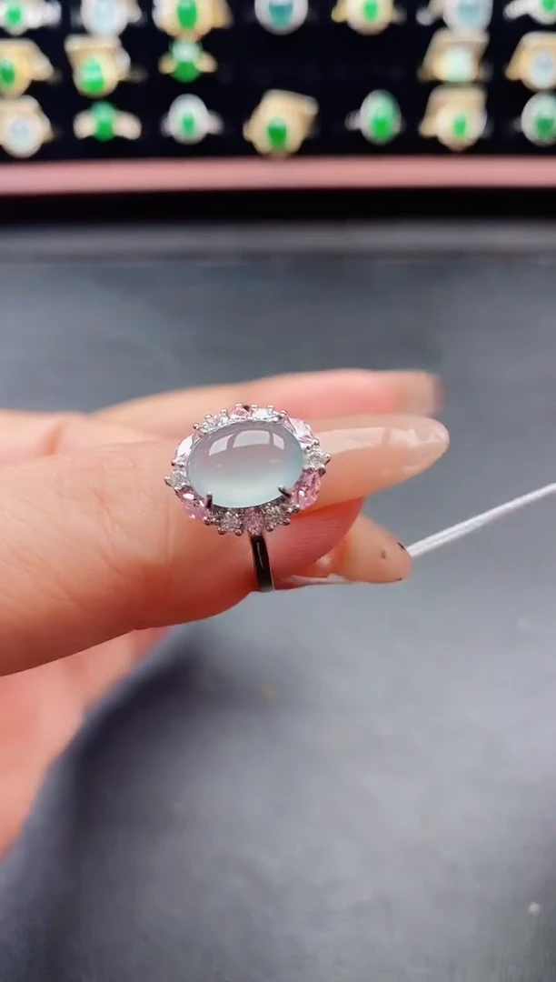 银S925镶嵌戒指翡翠1