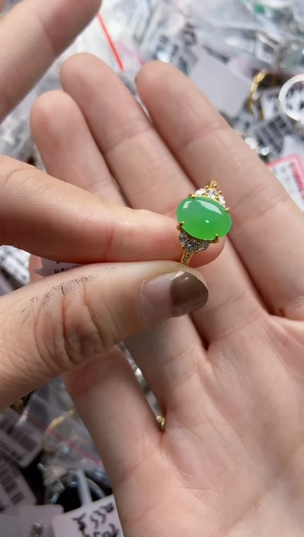 银S925镶嵌戒指翡翠1111   1