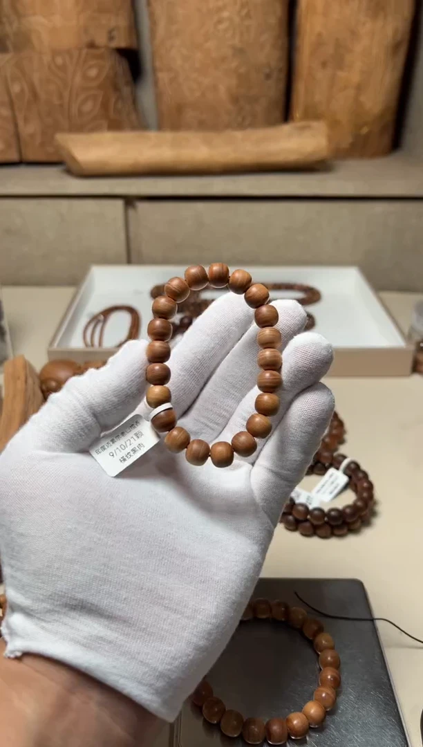 檀香木手串/手链雕花老料横纹9x10