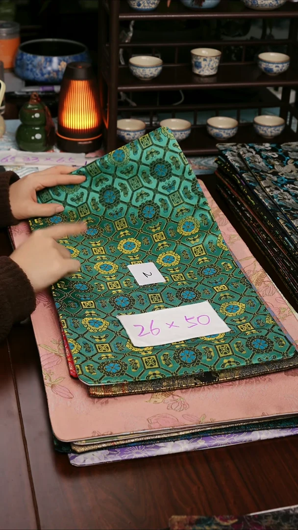 【福利绿四达双面】中国风干泡织锦茶席26*50