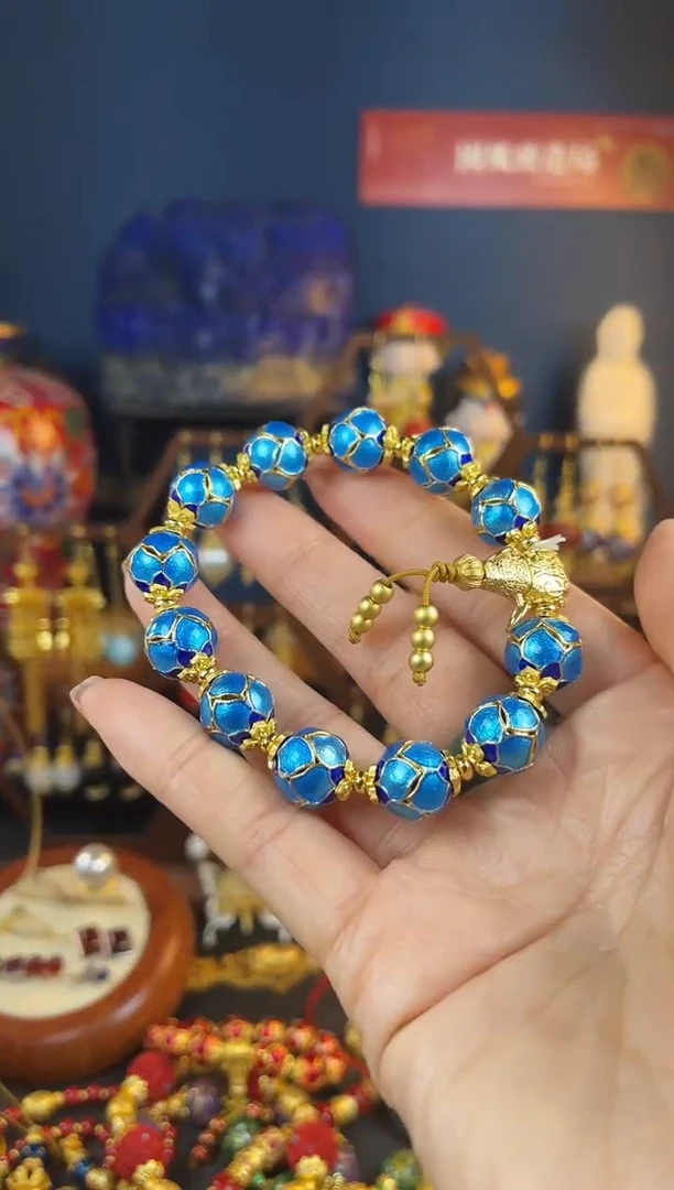 【闪购商品】蓝色莲花珐琅手串