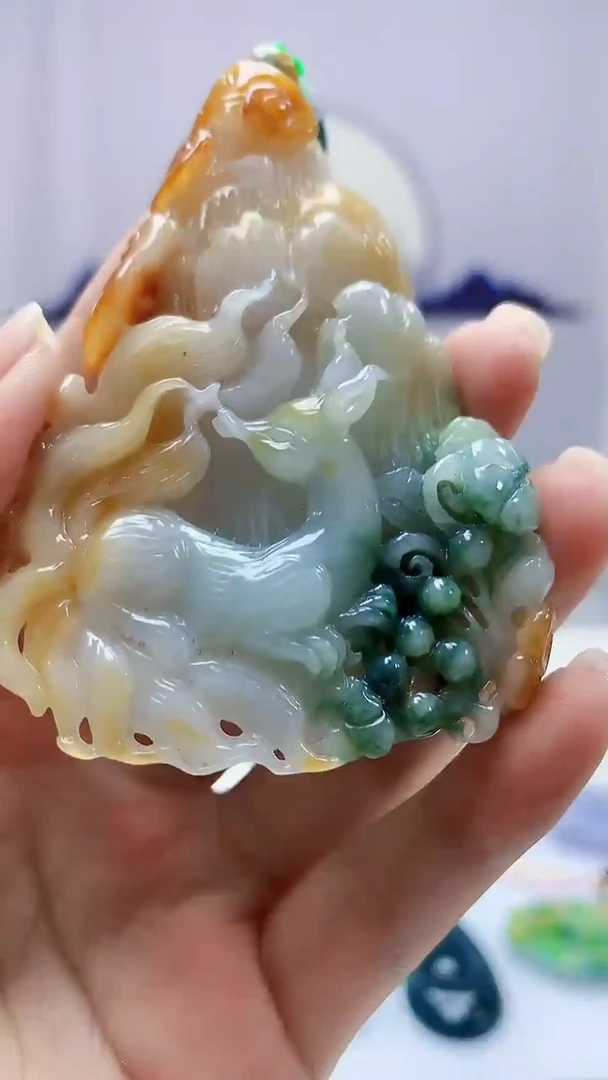 定制翡翠未镶嵌5060ms-毛货28狐狸赠珠链
