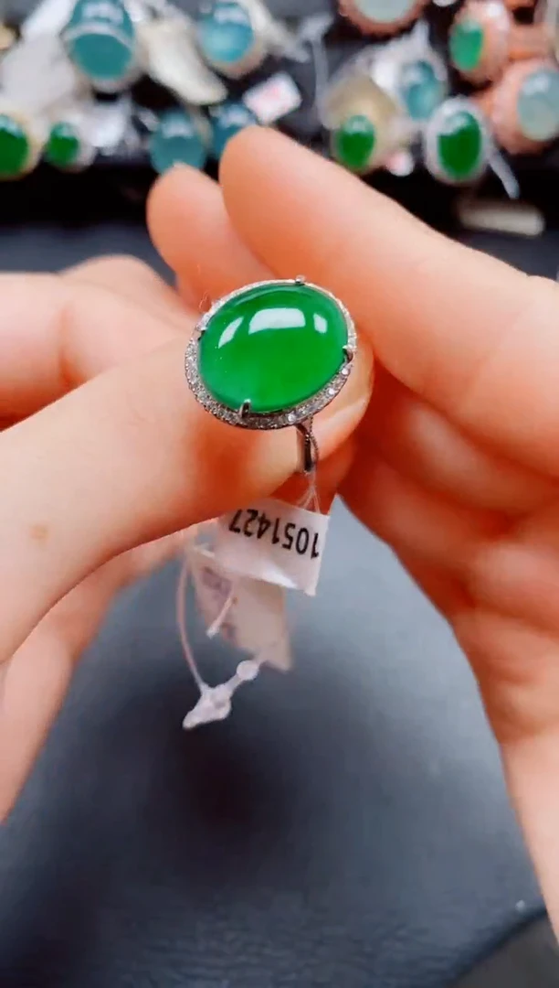 银S925镶嵌戒指翡翠翡翠