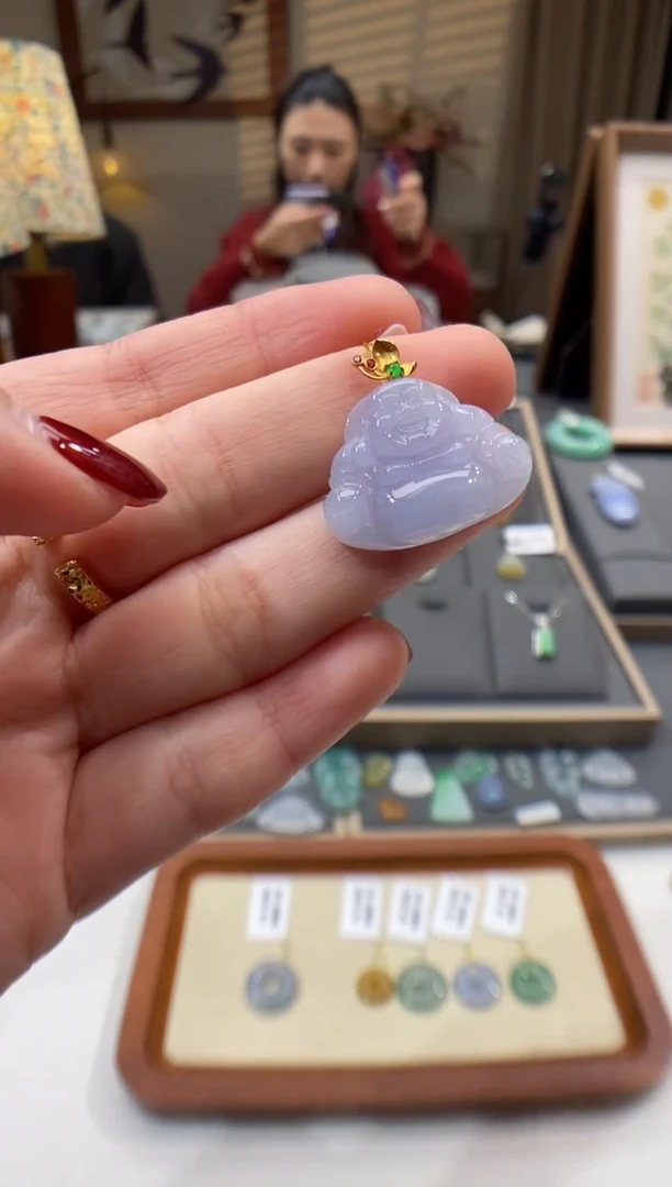 【闪购商品】翡翠颈饰18K金镶嵌佛公