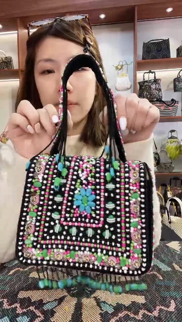 织物7号（多色可选）手工珠珠包包腋下斜跨包手拿包手提晚宴包