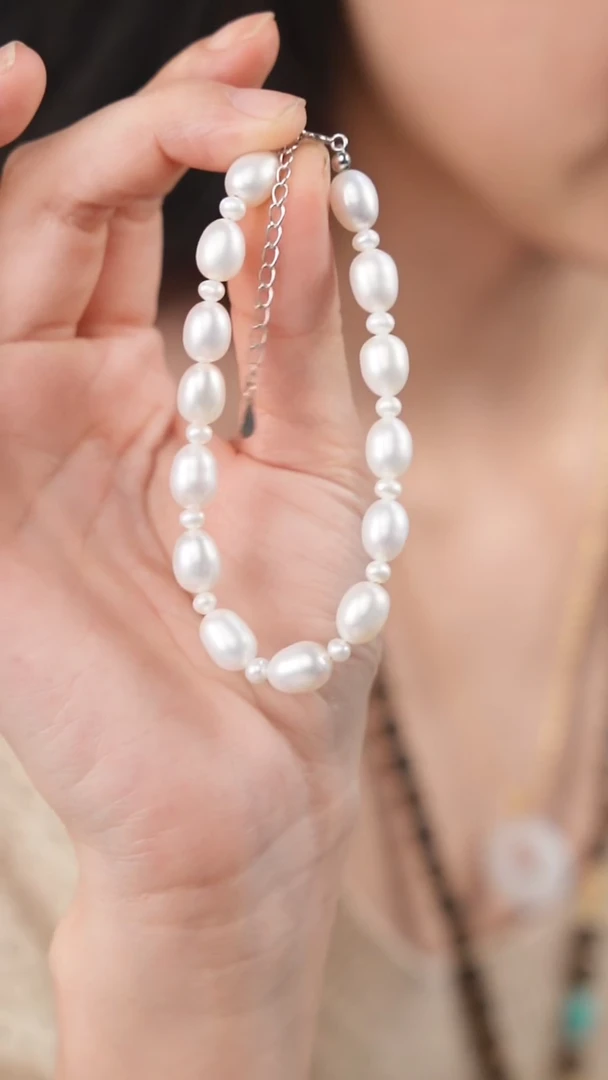 【闪购商品】淡水珍珠手链银S925镶嵌珍珠手链