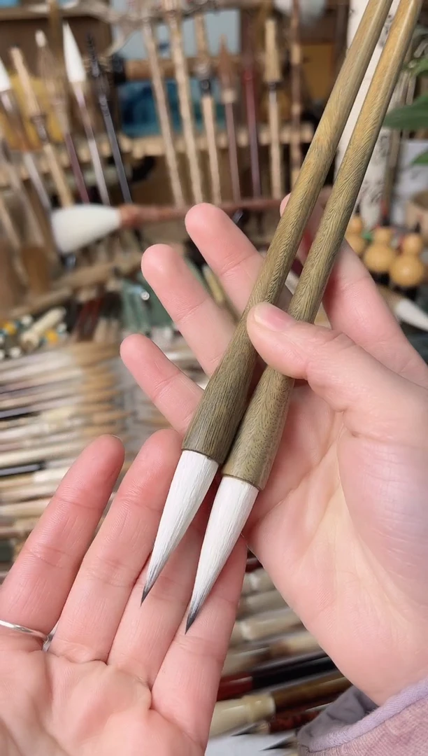 18号【清水试笔，拒绝蘸墨】墨琳笔庄毛笔2支绿檀紫兼