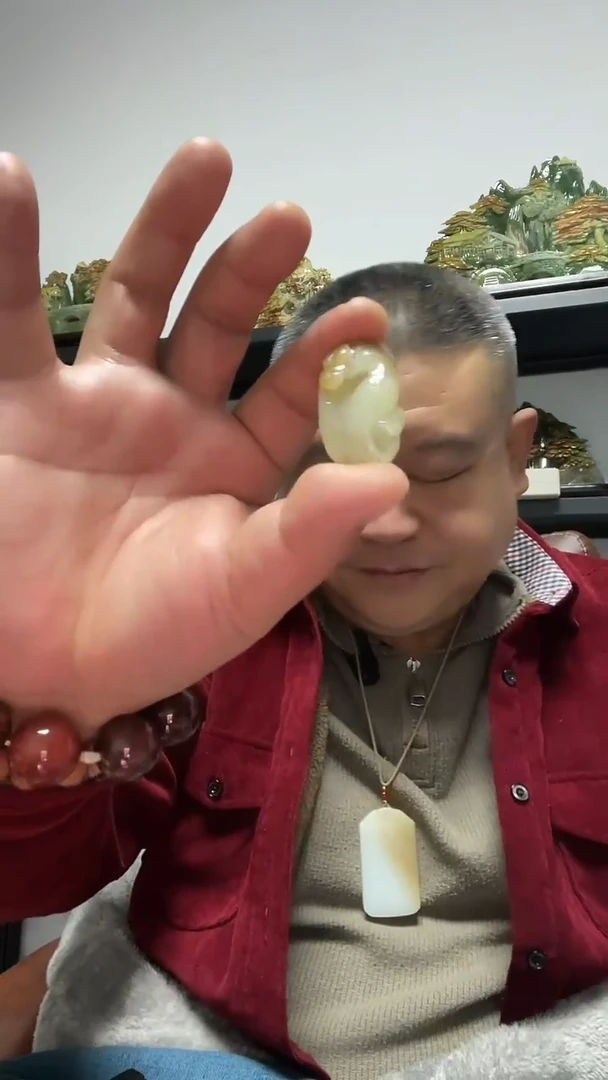 吊坠(赠链)未镶嵌和田玉鹦鹉雕刻吊坠