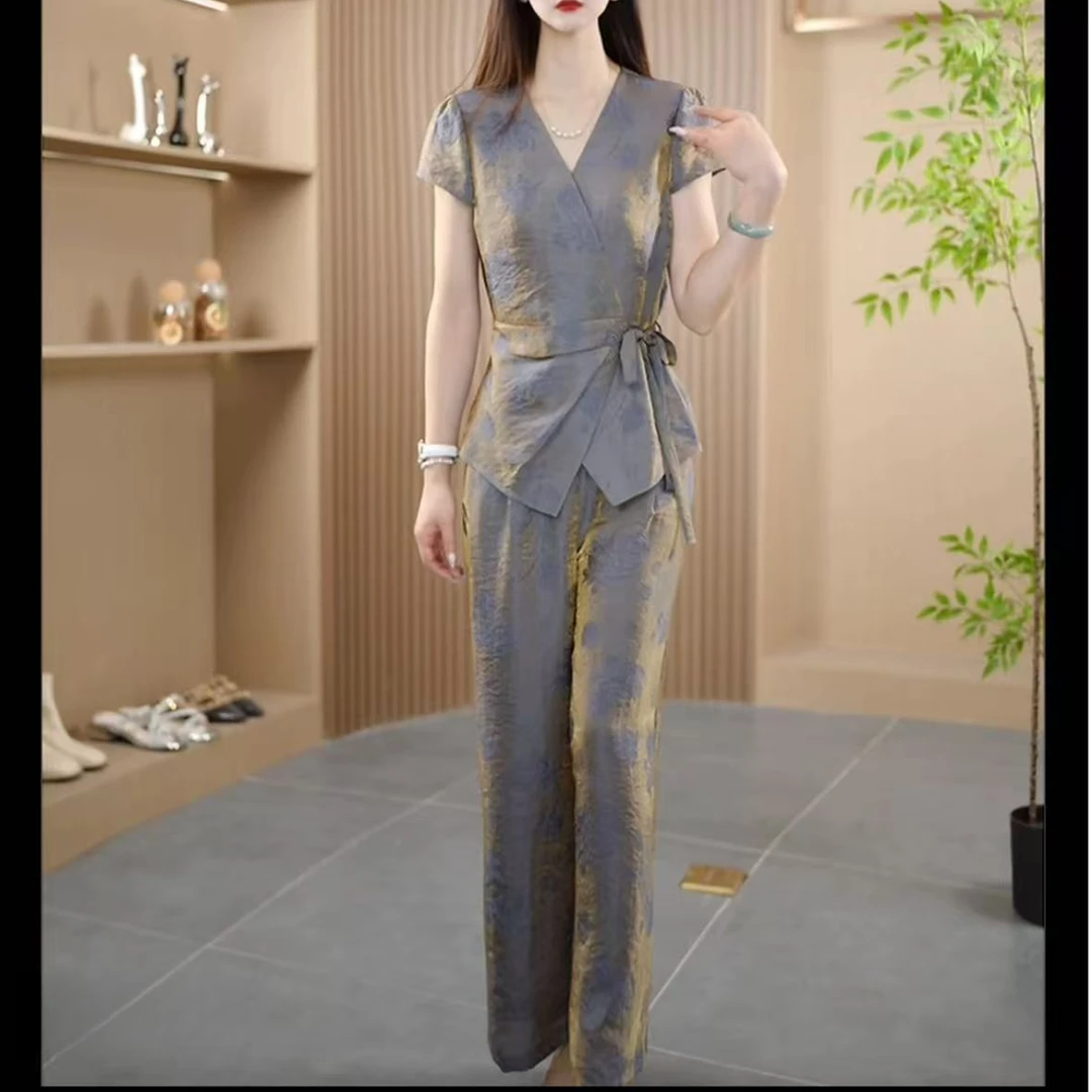 250616-3 夏季新款时尚套装气质休闲显瘦修身收腰法式 两件套装NJ