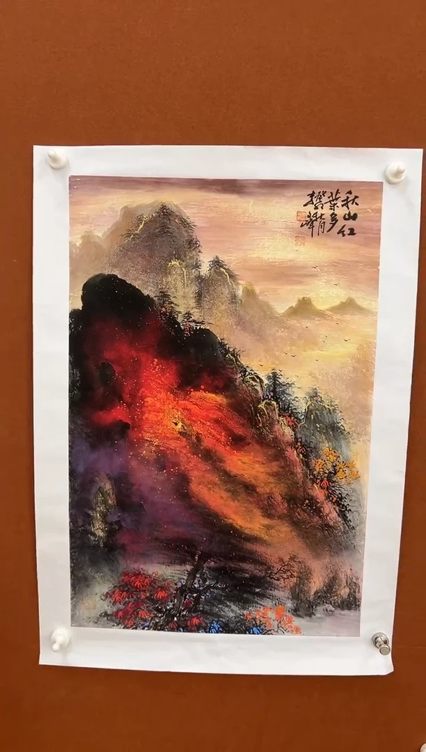 国画李文峰四尺三开泼彩