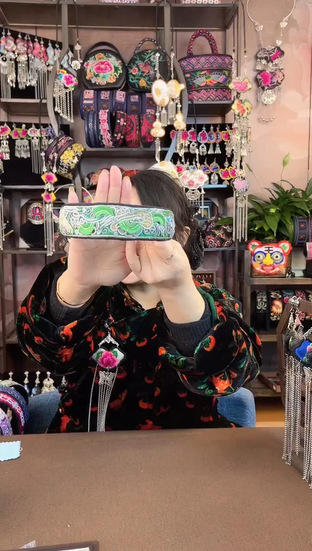 织绣 民族风手工非遗老绣饰品 发箍547