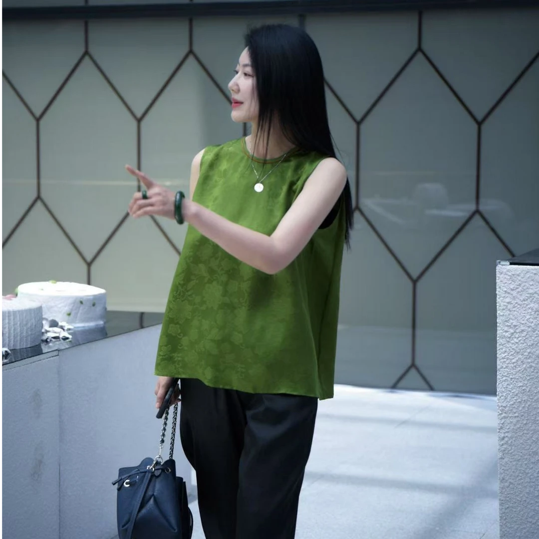『观夏』新中式满分桑蚕丝红云纱国风短袖DHSC5573