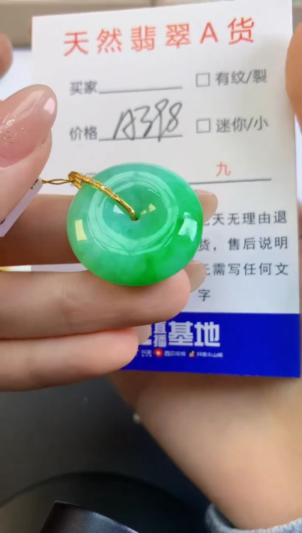 颈饰18K金镶嵌翡翠天然A货缅甸翡翠百元以上9元证书费自理